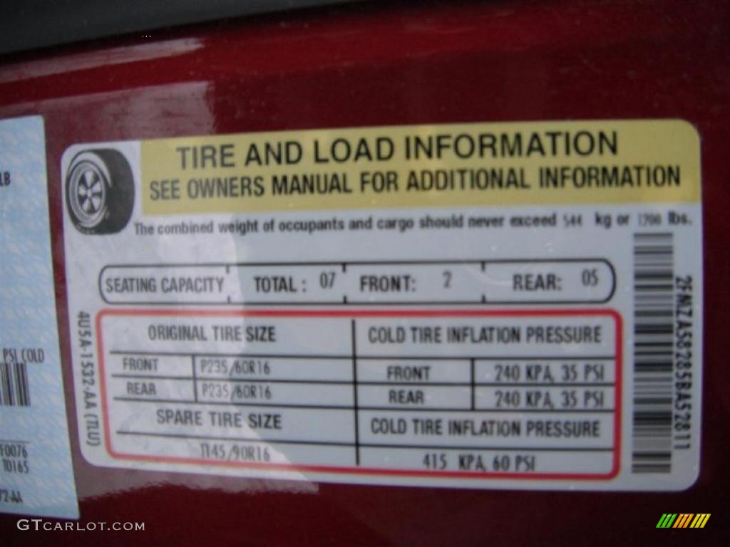 2005 Ford Freestar Limited Info Tag Photos