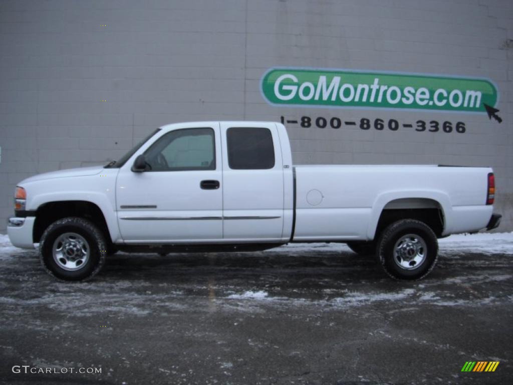 2005 Sierra 2500HD SLE Extended Cab - Summit White / Dark Pewter photo #3