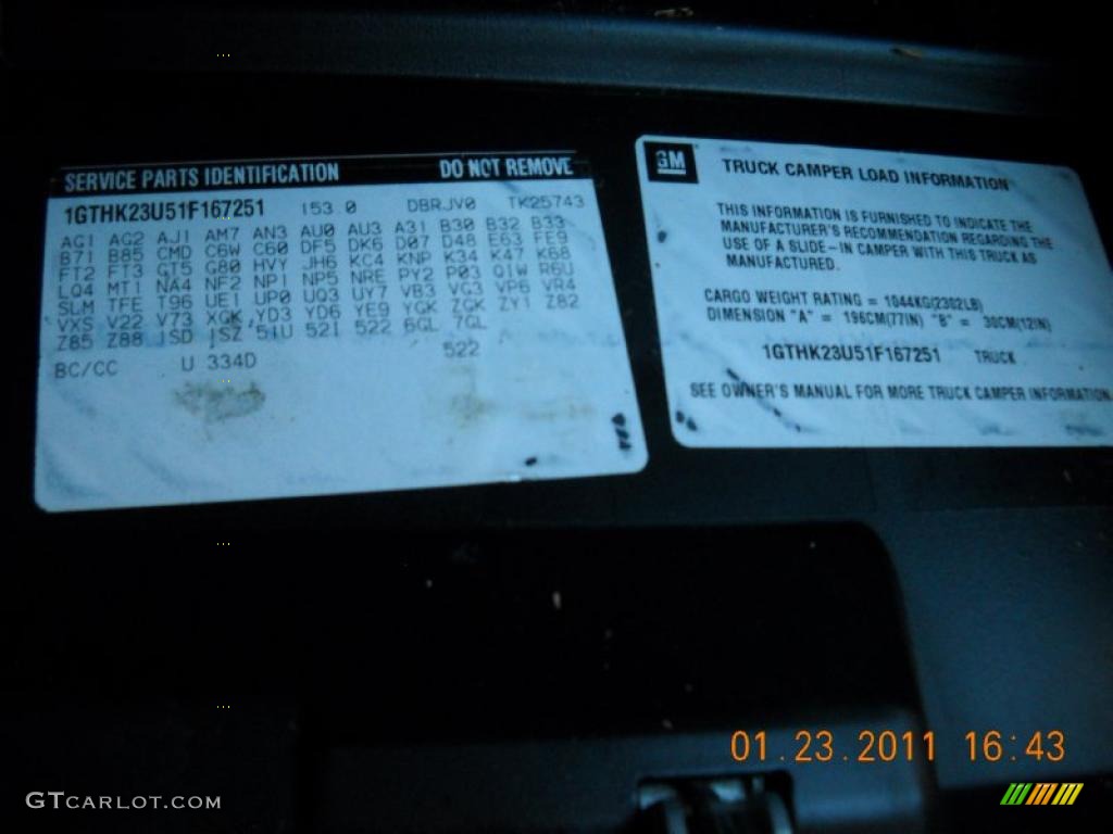 2001 GMC Sierra 2500HD SLT Crew Cab 4x4 Info Tag Photo #43771228