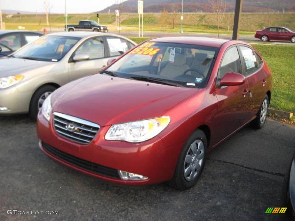 2008 Elantra GLS Sedan - Apple Red Pearl / Beige photo #1