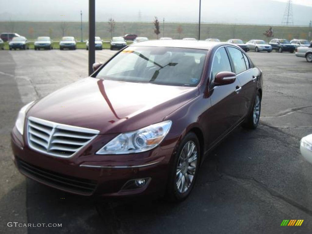 2009 Genesis 3.8 Sedan - Cabernet Red Pearl / Beige photo #1