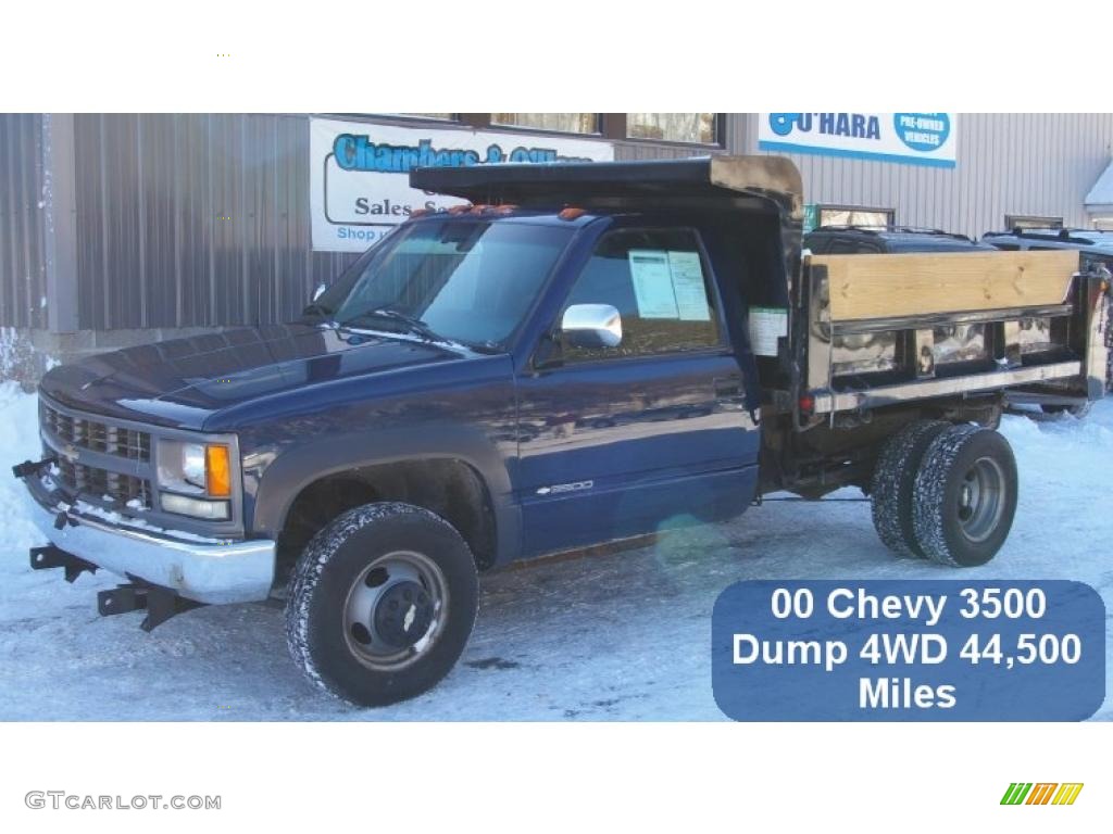 2000 Silverado 3500 Regular Cab 4x4 Chassis Dump Truck - Indigo Blue Metallic / Blue photo #1