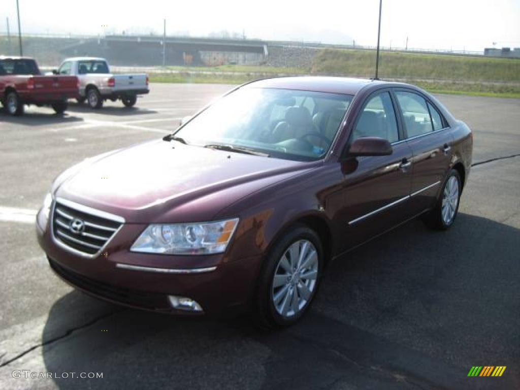 2009 Sonata Limited V6 - Dark Cherry Red / Camel photo #1