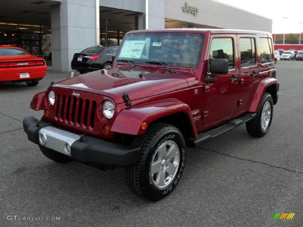 2011 Wrangler Unlimited Sahara 4x4 - Deep Cherry Red / Black photo #1