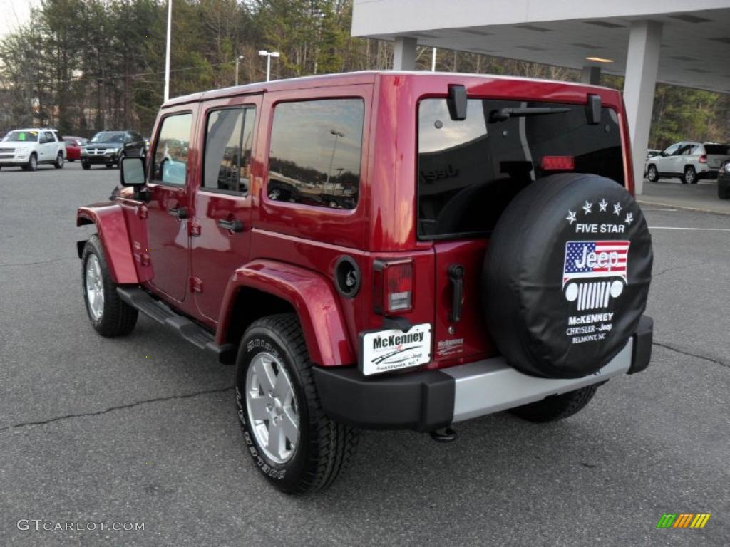 2011 Wrangler Unlimited Sahara 4x4 - Deep Cherry Red / Black photo #2