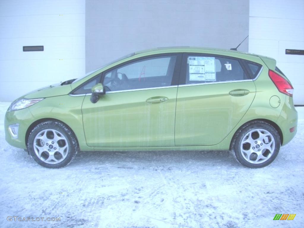 2011 Fiesta SES Hatchback - Lime Squeeze Metallic / Charcoal Black Leather photo #3