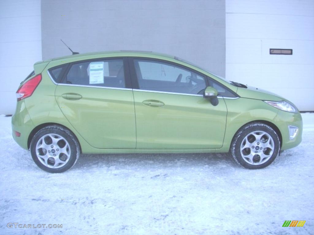 2011 Fiesta SES Hatchback - Lime Squeeze Metallic / Charcoal Black Leather photo #4