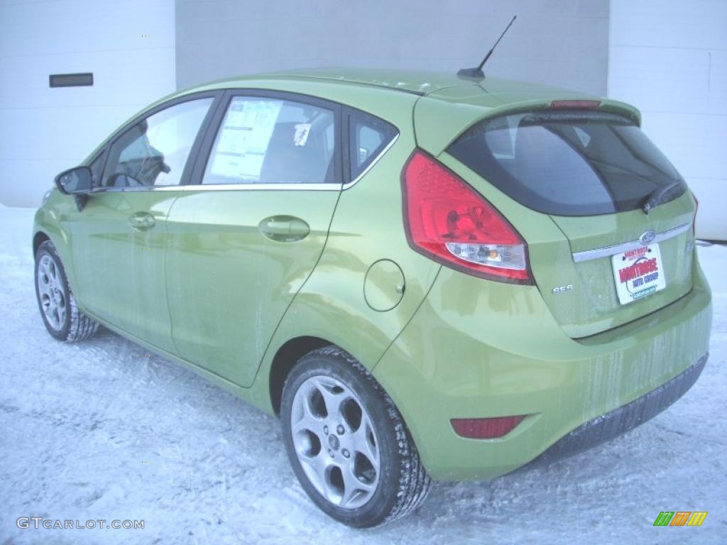 2011 Fiesta SES Hatchback - Lime Squeeze Metallic / Charcoal Black Leather photo #5