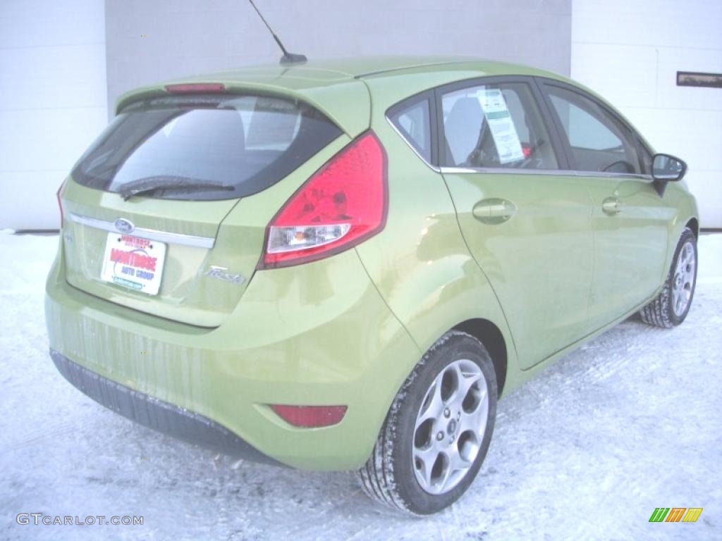 2011 Fiesta SES Hatchback - Lime Squeeze Metallic / Charcoal Black Leather photo #6