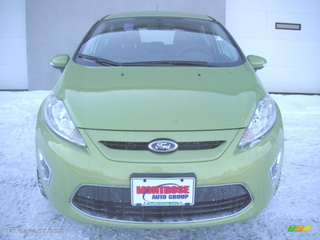 2011 Fiesta SES Hatchback - Lime Squeeze Metallic / Charcoal Black Leather photo #7