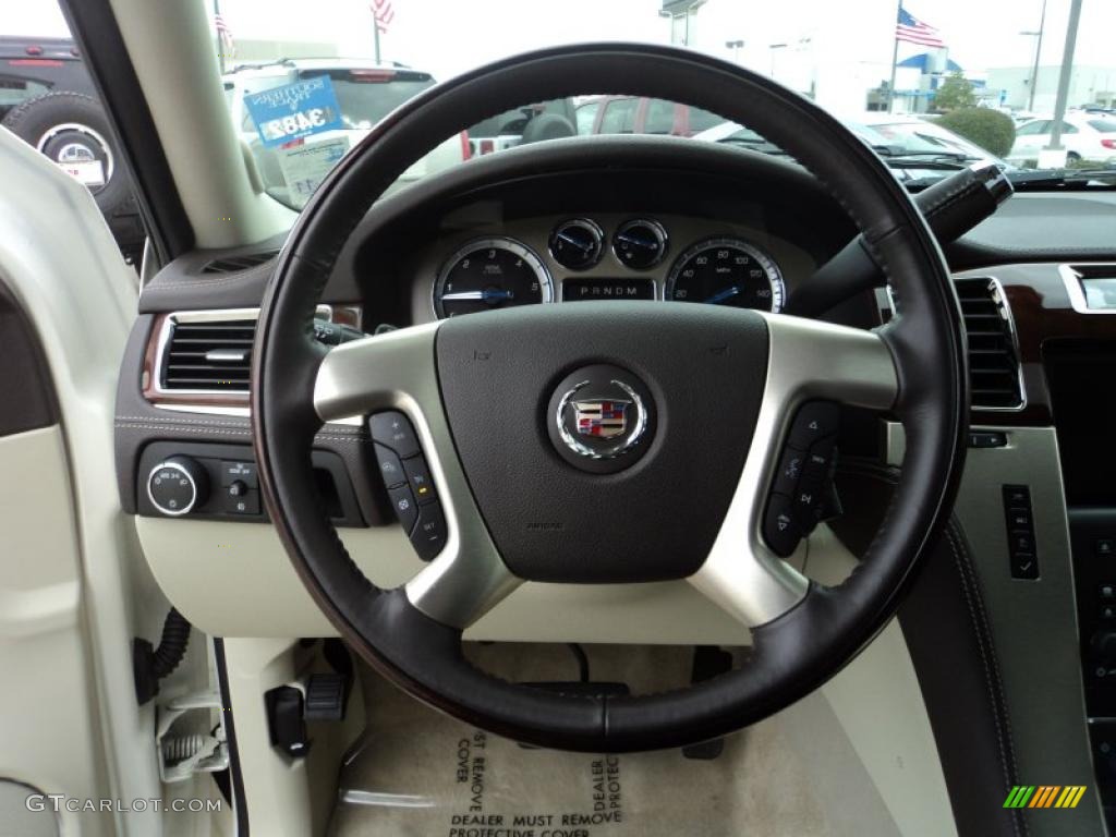 2009 Cadillac Escalade Platinum Cocoa/Very Light Linen Steering Wheel Photo #43831993
