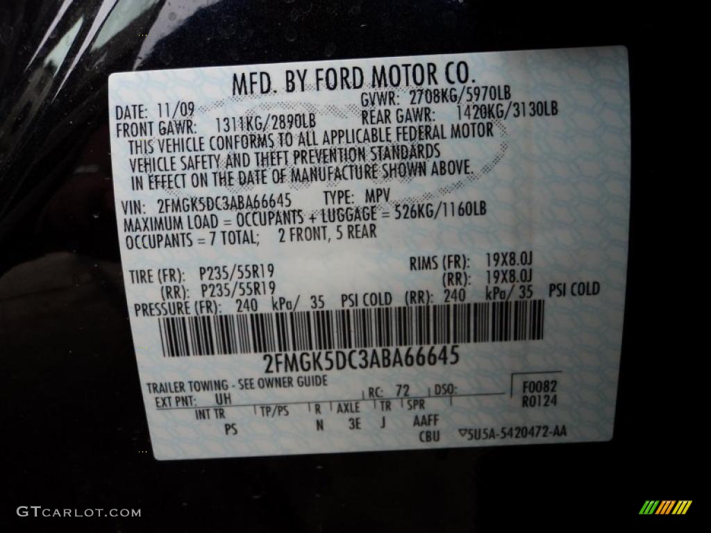 2010 Flex Color Code UH for Tuxedo Black Photo #43832949
