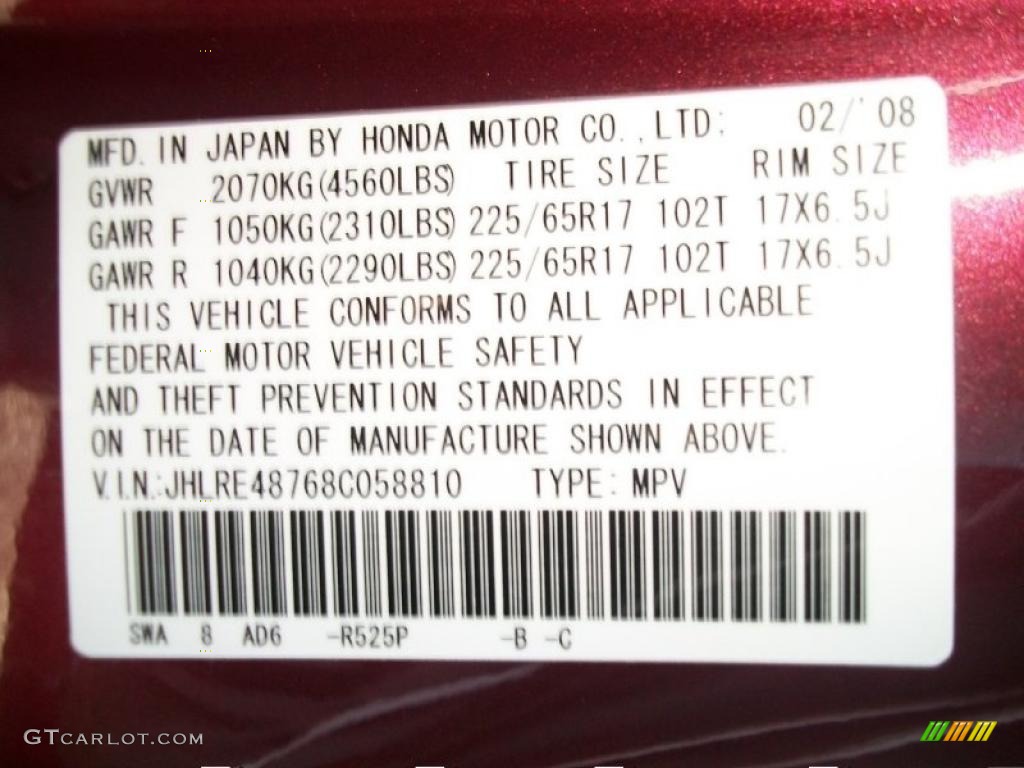 2008 CR-V EX-L 4WD - Tango Red Pearl / Gray photo #33