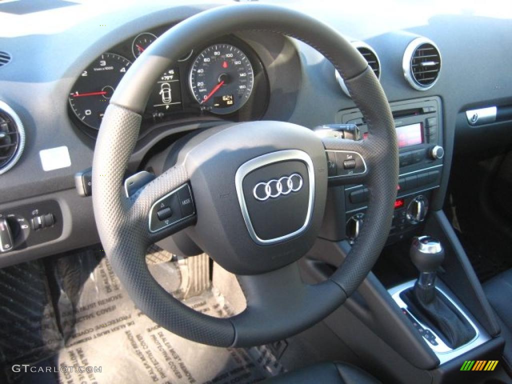 2011 Audi A3 2.0 TDI Black Steering Wheel Photo #43851233