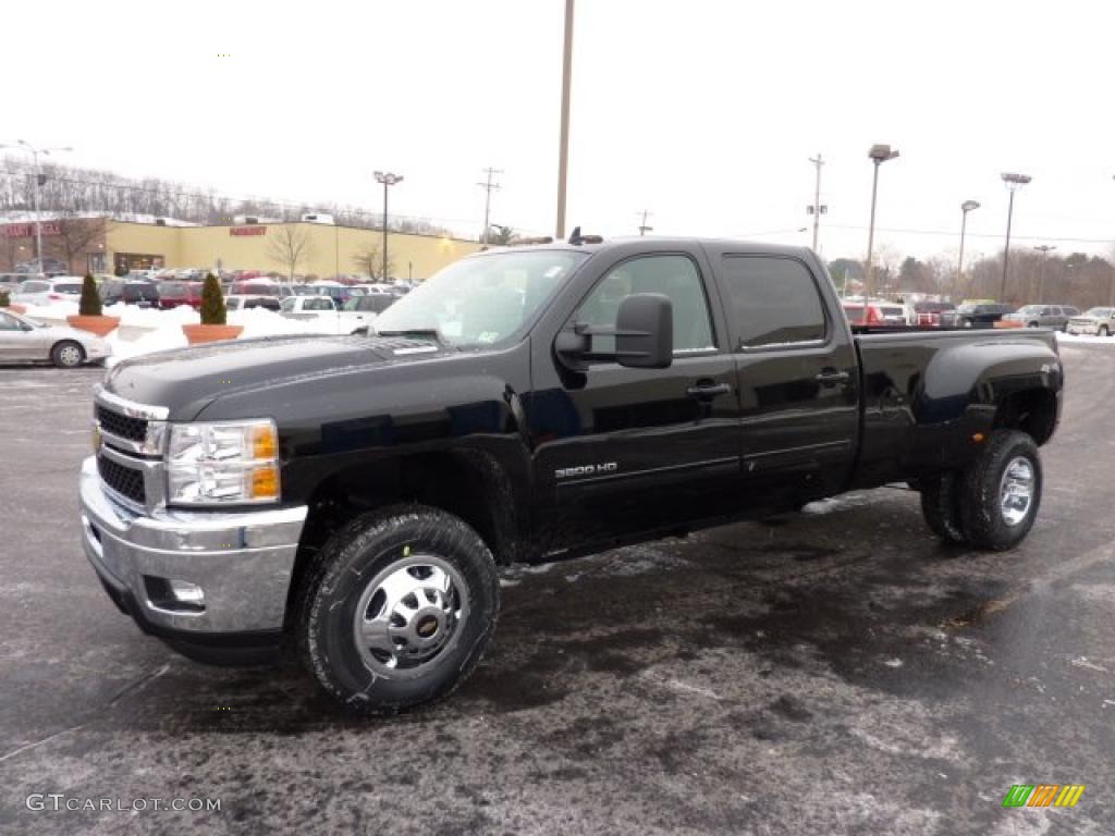 Black 2011 Chevrolet Silverado 3500HD LTZ Crew Cab 4x4 Dually Exterior Photo #43858497