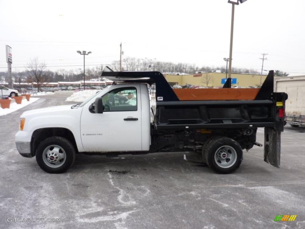 Summit White 2009 GMC Sierra 3500HD Work Truck Regular Cab Chassis Dump Truck Exterior Photo #43859745