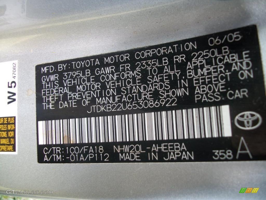 2005 Prius Color Code 1C0 for Millenium Silver Metallic Photo #43879035