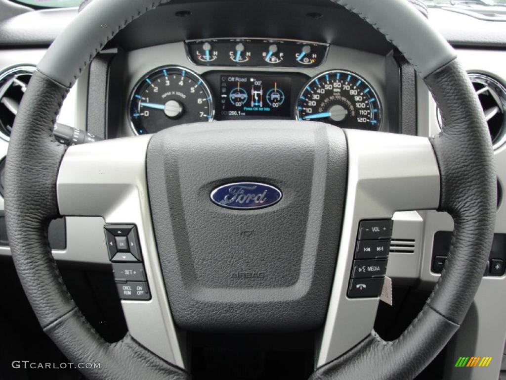 2011 Ford F150 Limited SuperCrew 4x4 Steel Gray/Black Steering Wheel Photo #43886923