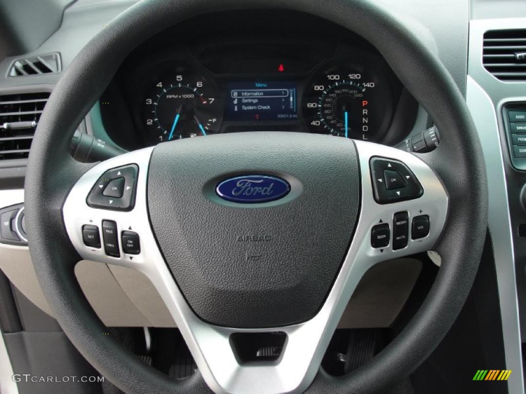 2011 Ford Explorer FWD Medium Light Stone Steering Wheel Photo #43887887