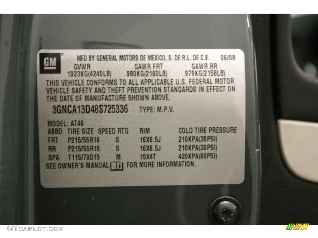 2008 Chevrolet HHR LS Info Tag Photo #43898233