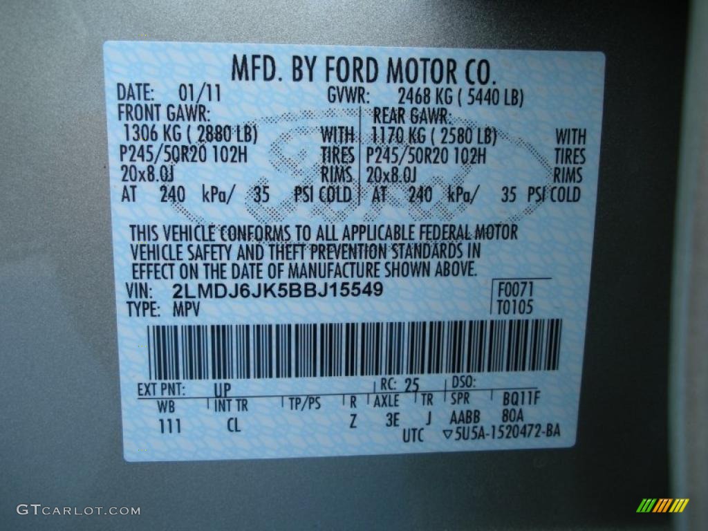 2011 MKX Color Code UP for Gold Leaf Metallic Photo #43901578