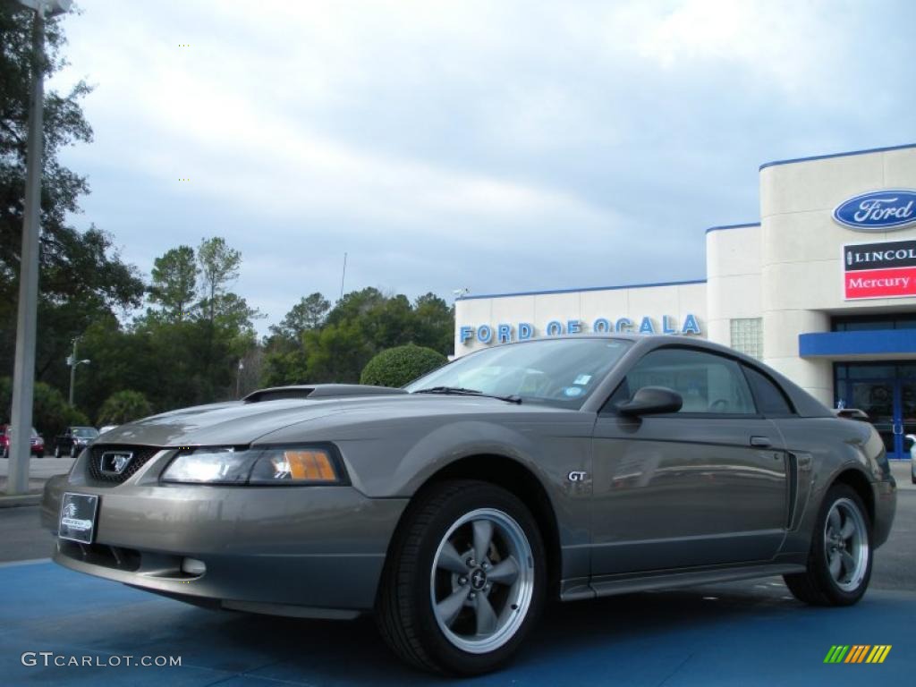 2002 Mustang GT Coupe - Mineral Grey Metallic / Medium Parchment photo #1