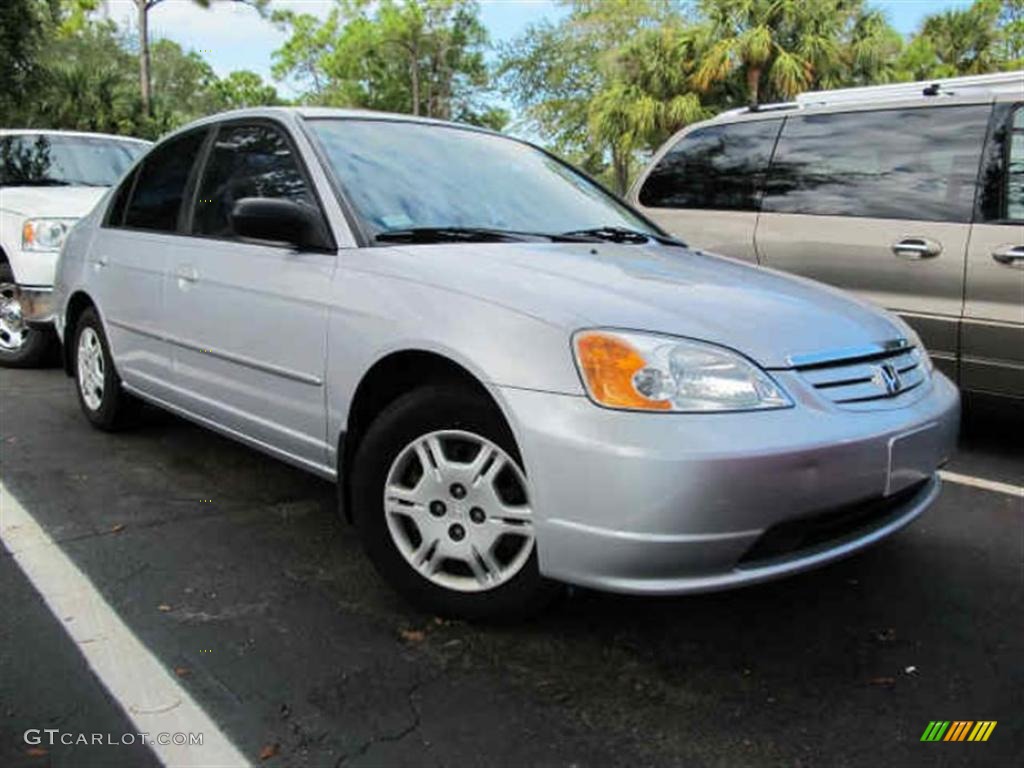 Satin Silver Metallic 2002 Honda Civic LX Sedan Exterior Photo #43908266