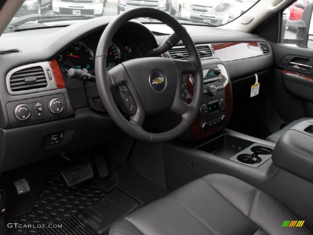 Ebony Interior 2011 Chevrolet Silverado 3500HD LTZ Crew Cab 4x4 Dually Photo #43921006