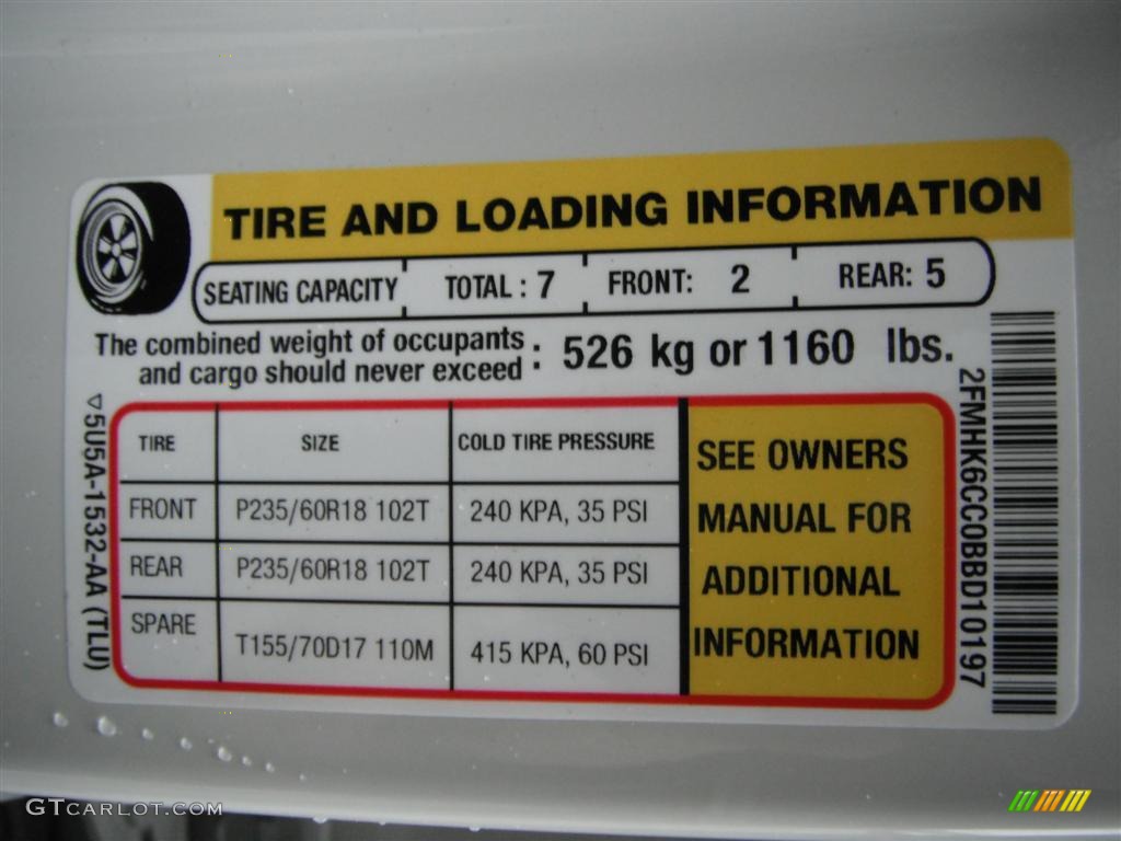 2011 Ford Flex SEL AWD Info Tag Photo #43921314