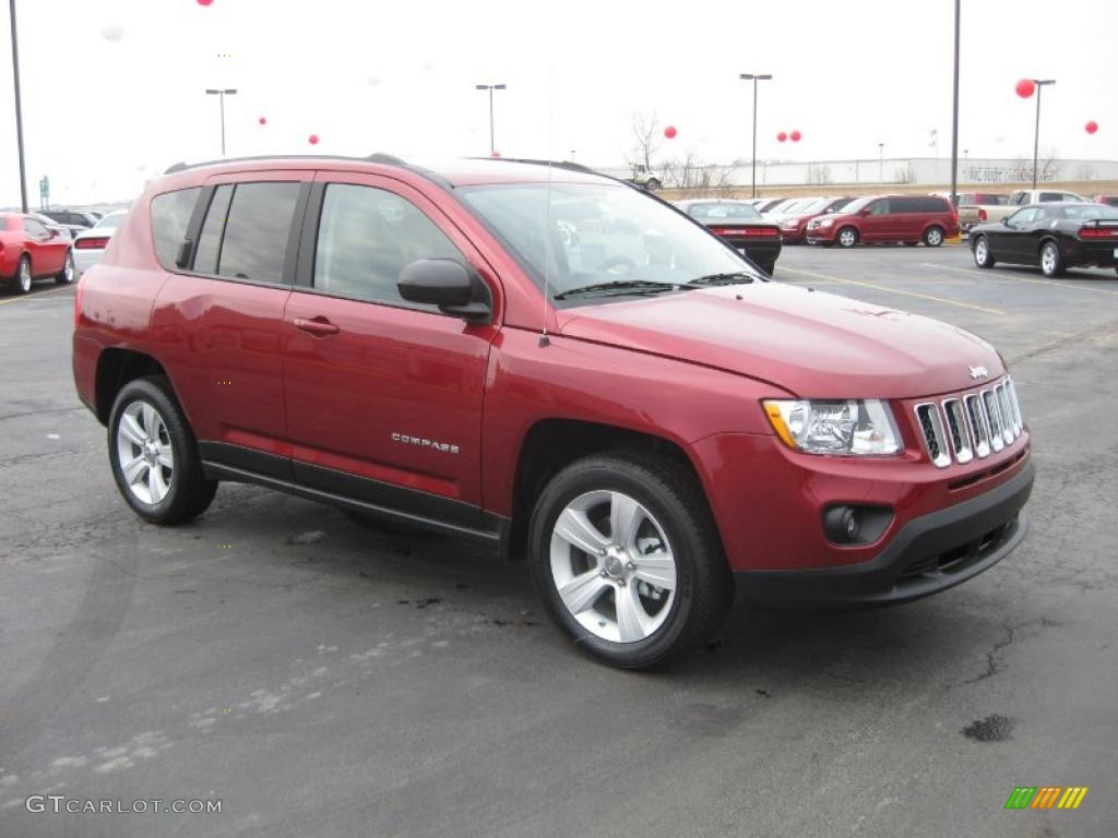Deep Cherry Red Crystal Pearl 2011 Jeep Compass 2.0 Latitude Exterior Photo #43925606