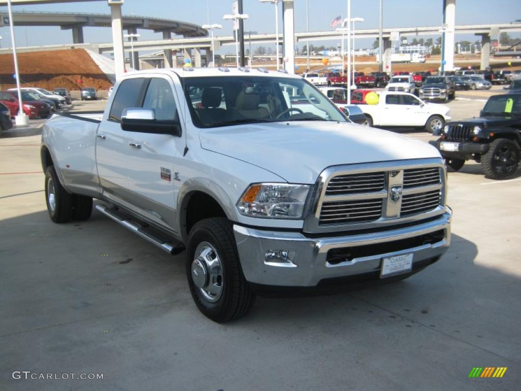 Bright White 2011 Dodge Ram 3500 HD Laramie Crew Cab 4x4 Dually Exterior Photo #43938935