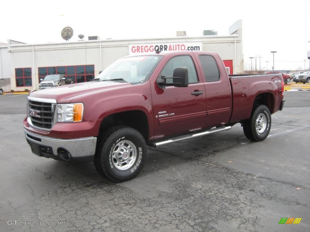 2008 Sierra 2500HD SLE Extended Cab 4x4 - Dark Crimson Red Metallic / Dark Titanium/Light Titanium photo #1