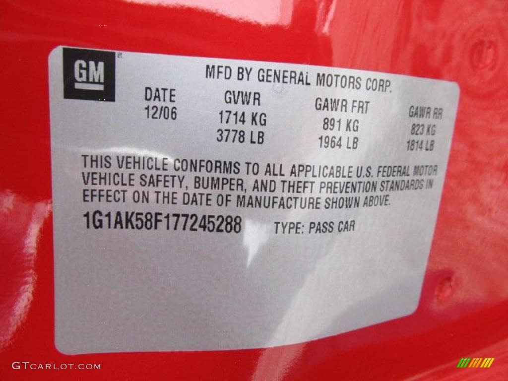 2007 Chevrolet Cobalt LS Sedan Info Tag Photo #43967156