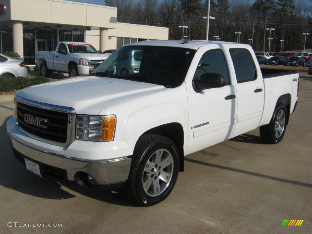 2008 Sierra 1500 SLE Crew Cab 4x4 - Summit White / Light Cashmere photo #1