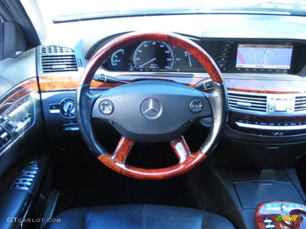 2007 Mercedes-Benz S 600 Sedan Black Steering Wheel Photo #44040508