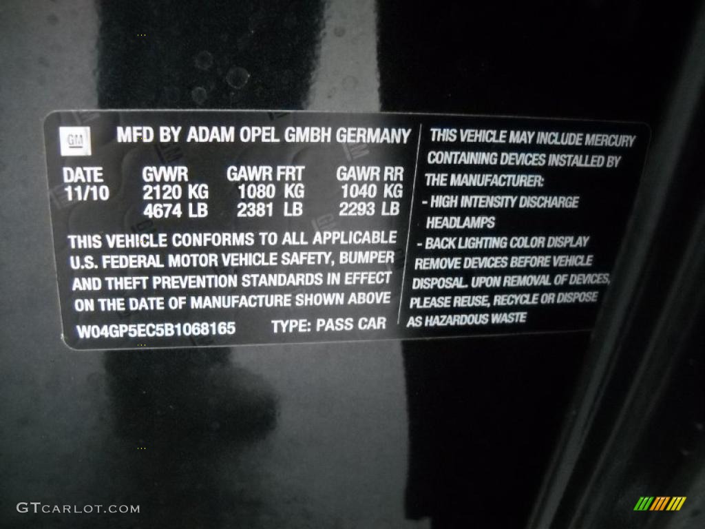 2011 Buick Regal CXL Info Tag Photo #44043840