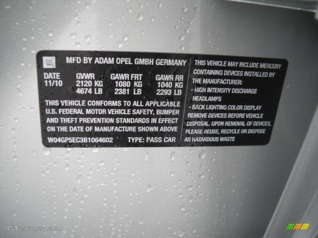 2011 Buick Regal CXL Info Tag Photo #44044436