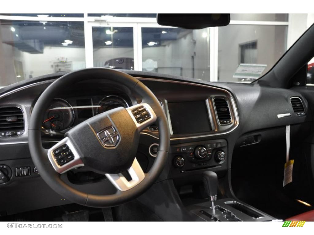 2011 Dodge Charger R/T Plus Black/Radar Red Dashboard Photo #44067029