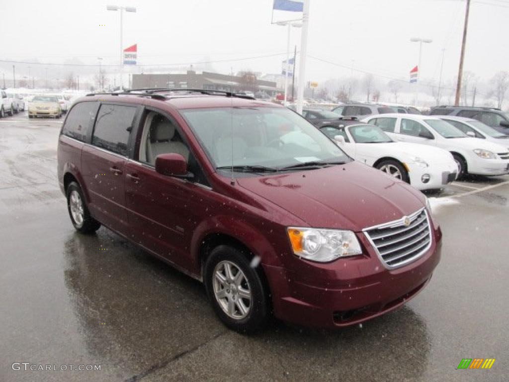 2008 Town & Country Touring - Deep Crimson Crystal Pearlcoat / Medium Pebble Beige/Cream photo #1