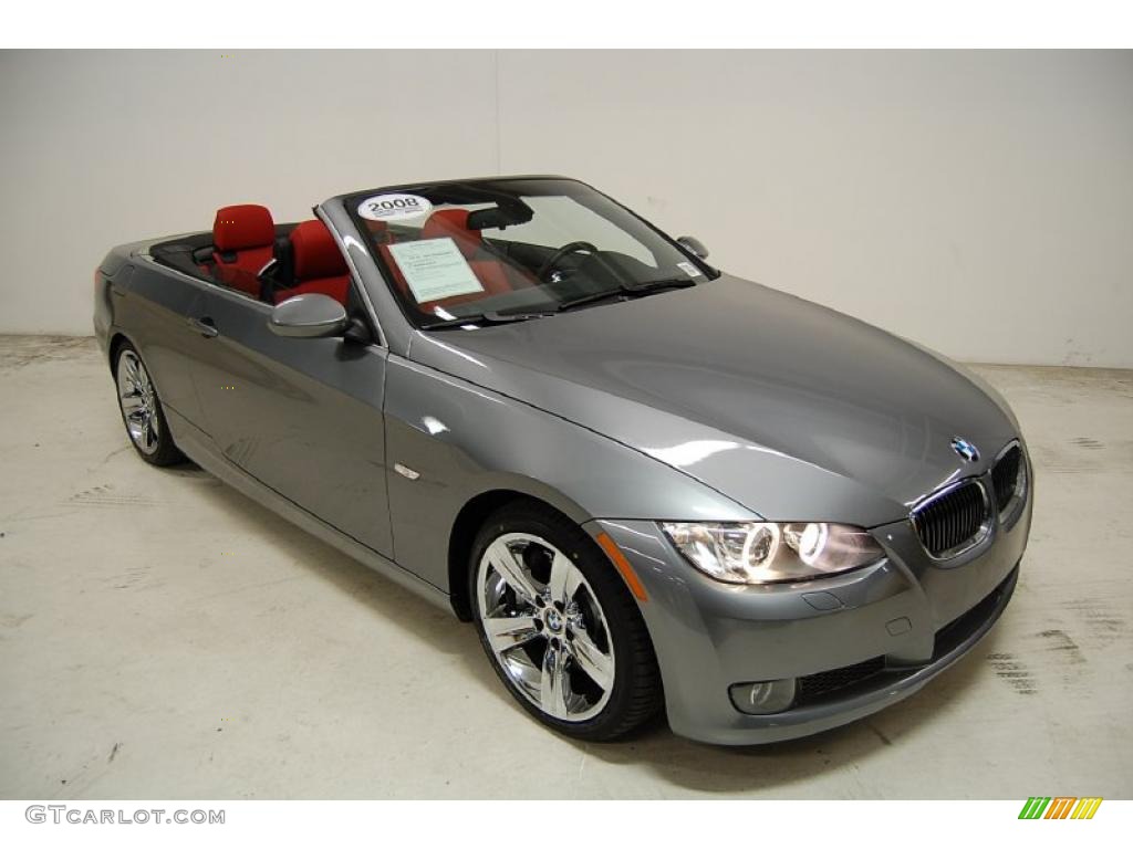 2008 3 Series 335i Convertible - Space Grey Metallic / Coral Red/Black photo #1