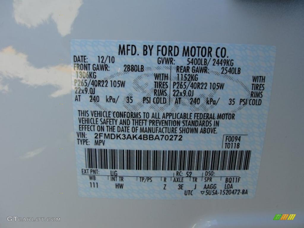 2011 Ford Edge Sport Info Tag Photos