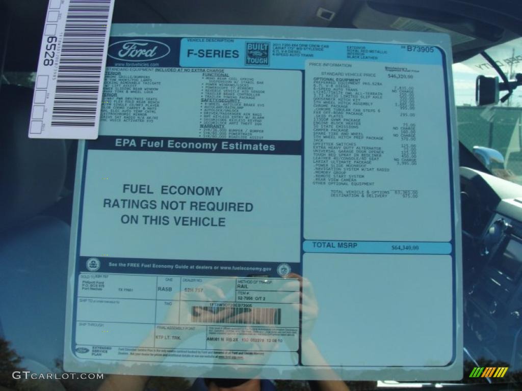 2011 Ford F350 Super Duty Lariat Crew Cab 4x4 Dually Window Sticker Photo #44093533