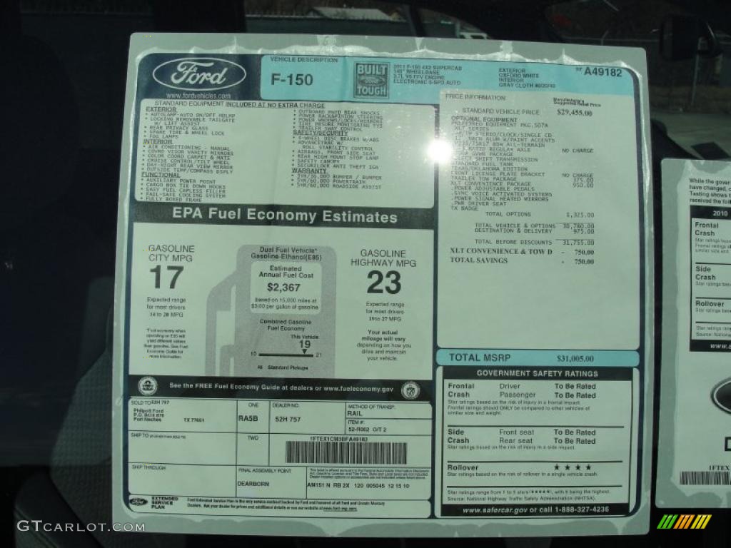 2011 Ford F150 XLT SuperCab Window Sticker Photo #44098056