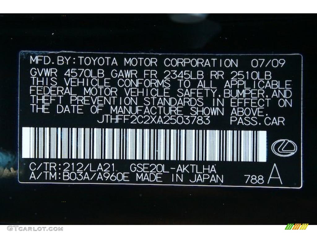2010 IS Color Code 212 for Obsidian Black Photo #44138370