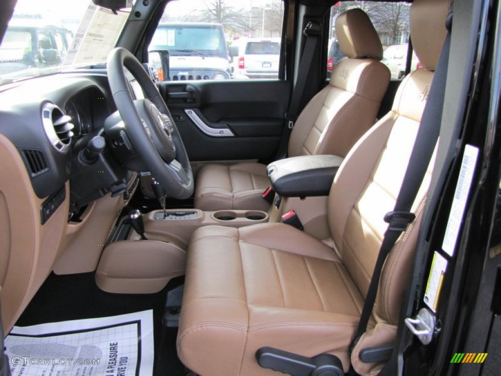 Black/Dark Saddle Interior 2011 Jeep Wrangler Unlimited Rubicon 4x4 Photo #44140766