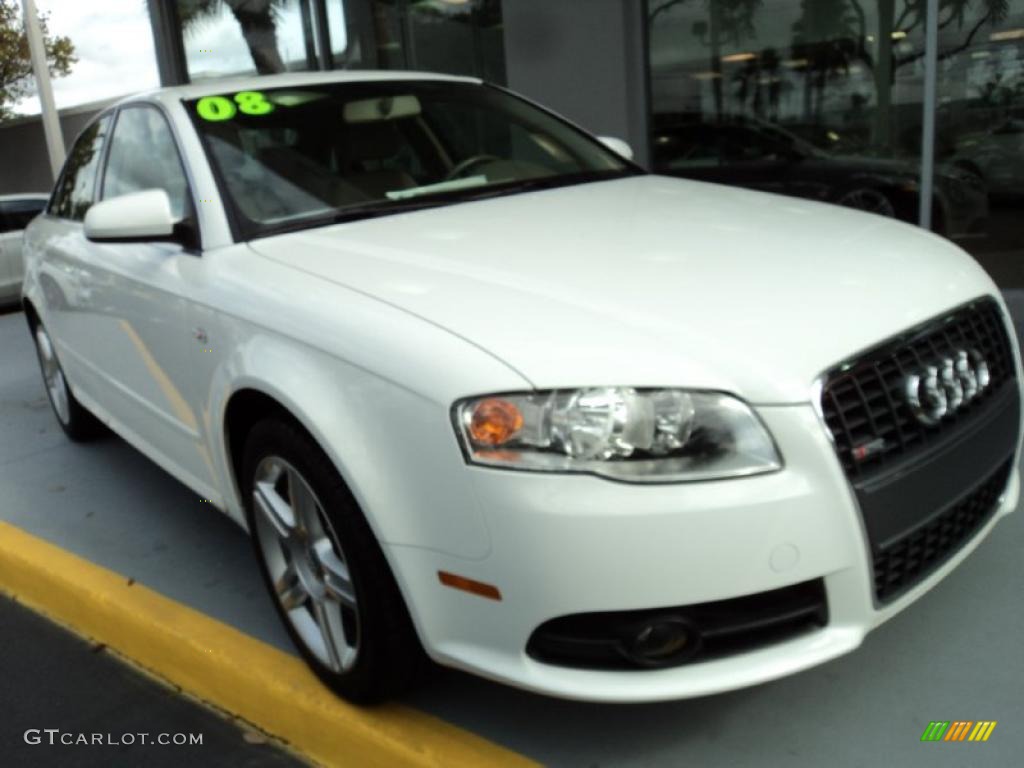 2008 A4 2.0T S-Line Sedan - Ibis White / Beige photo #2