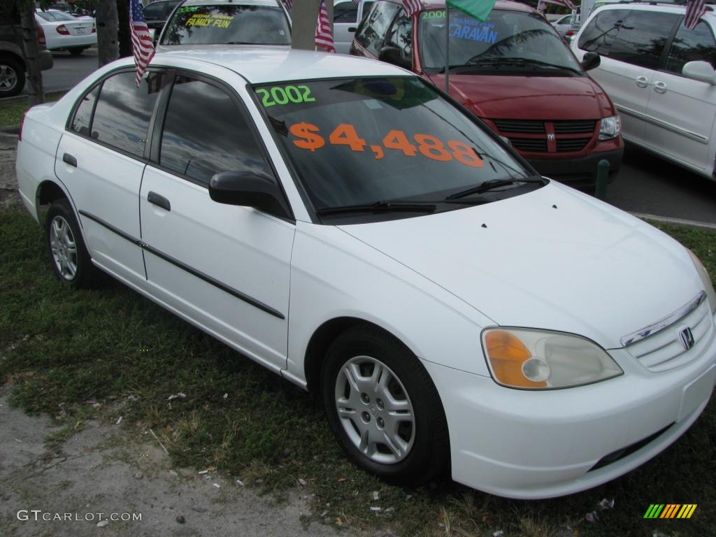 2002 Civic DX Sedan - Taffeta White / Gray photo #1