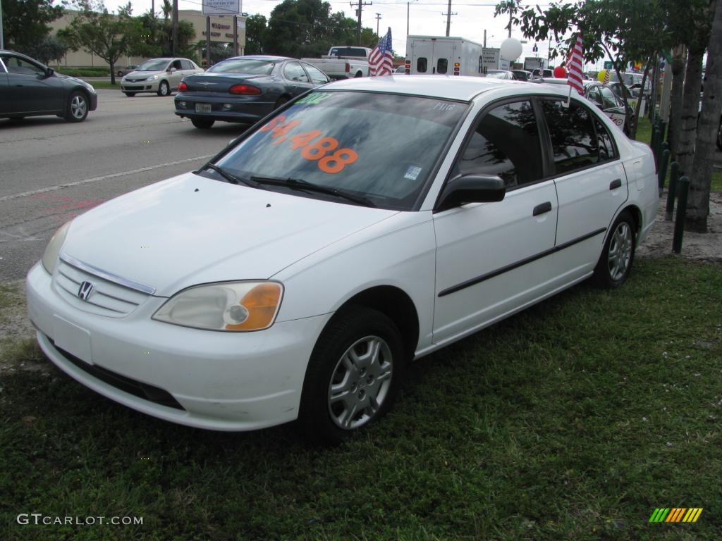 2002 Civic DX Sedan - Taffeta White / Gray photo #5