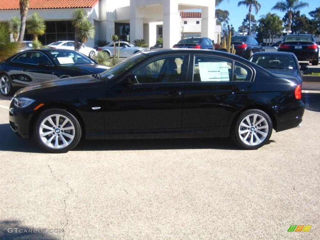 2011 3 Series 328i Sedan - Jet Black / Beige photo #2