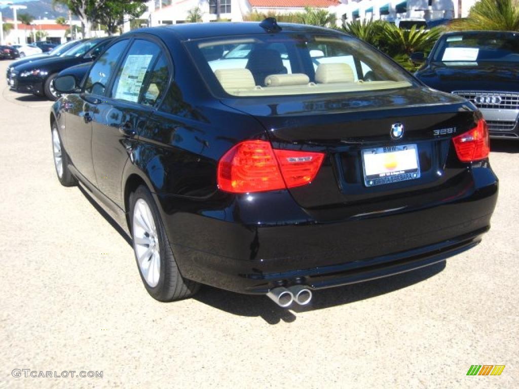 2011 3 Series 328i Sedan - Jet Black / Beige photo #3